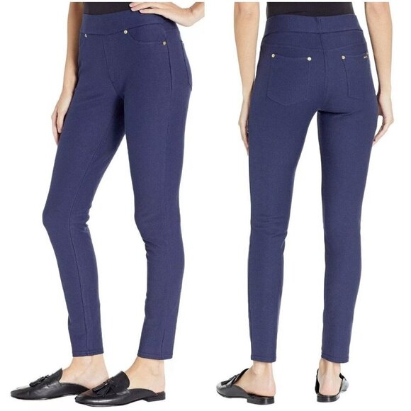 Michael Michael Kors Pull‎ On Leggings Stretch Twill High Rise Pants Purple Sz M - Picture 1 of 14